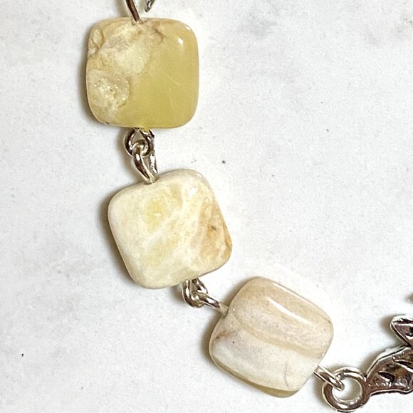 2/$20, Yellow Calcite Leaf Branch Necklace, Genuine Gemstone Stainless Chain - Picture 7 of 14